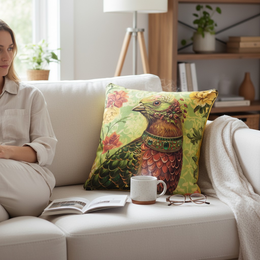 

Подушка декоративная Фабрика Дивные птицы Нарядная птичка