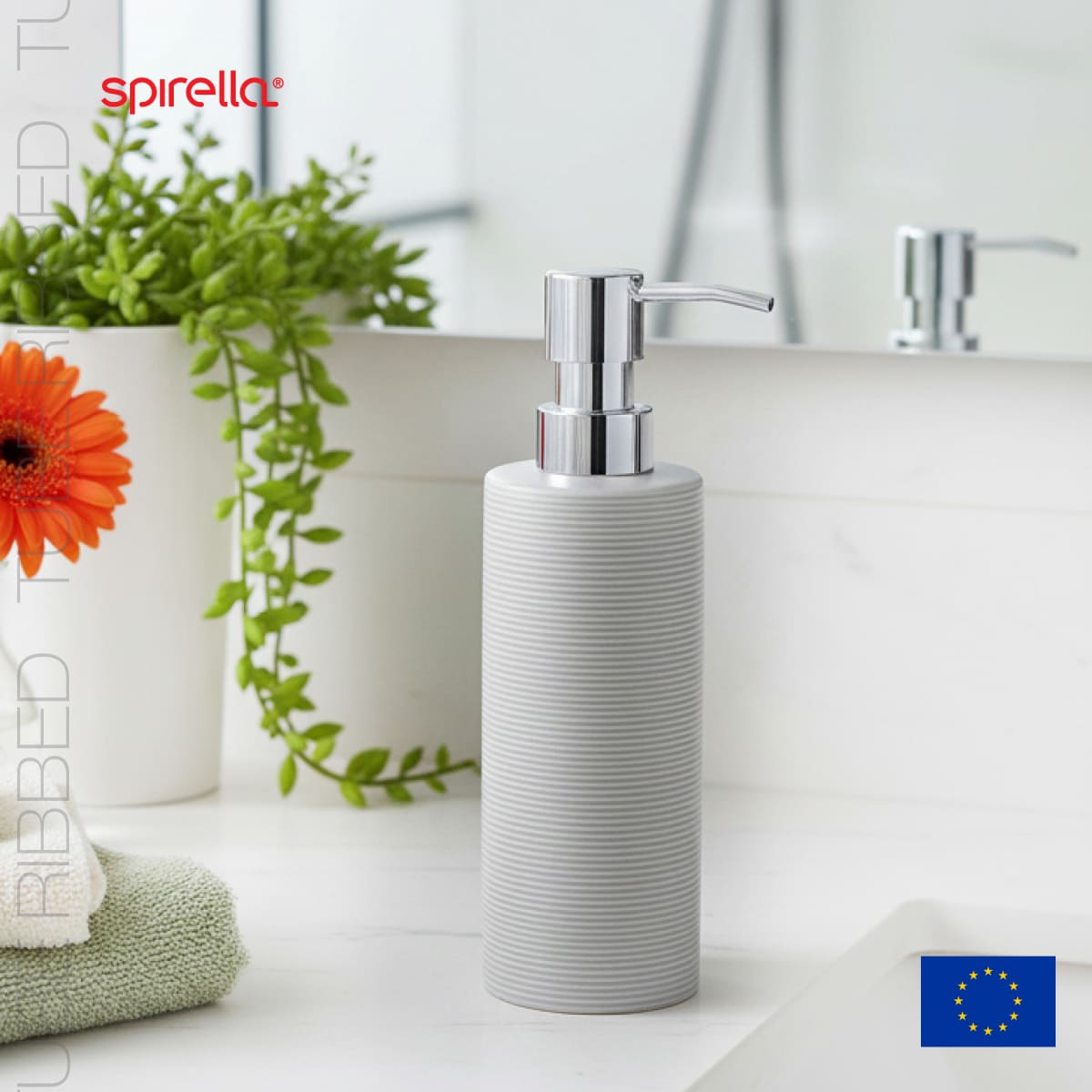 Дозатор для жидкого мыла Spirella Tube-Ribbed, серый