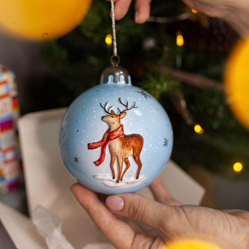 

Елочная игрушка Ярославская Керамическая Мануфактура Шары. Шар с оленем, Разноцветный