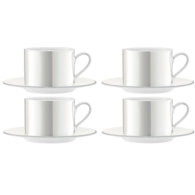 

Набор из 4 чашек с блюдцем Pearl 250 мл белый перламутр