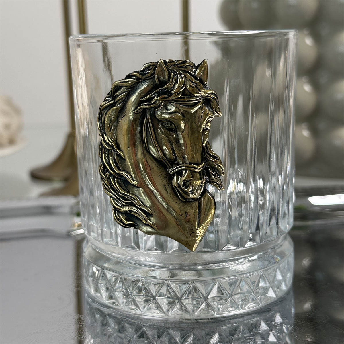 Бокал для виски Город Подарков Элизия с накладкой Лошадь в картонной коробке