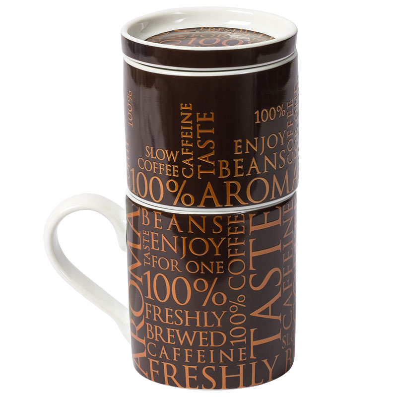 

Кружка Konitz для кофе с ситом 100 % coffee on dark brown, 370 мл, Многоцветие