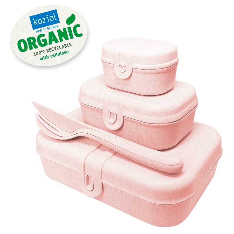 

Набор ланч-боксов со столовыми приборами Koziol Pascal Organic, розовый