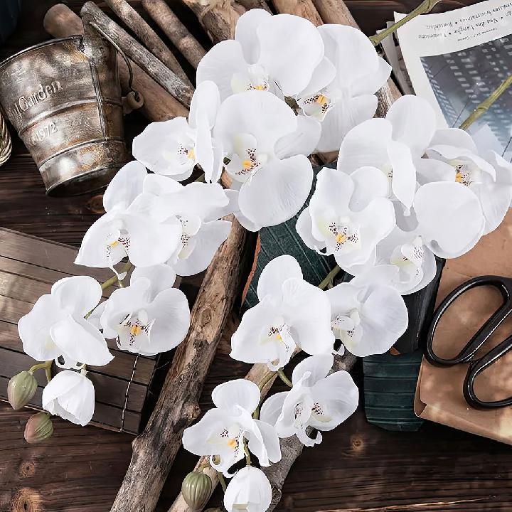 Цветы искусственные FloDecor Орхидея 96см, цвет белый