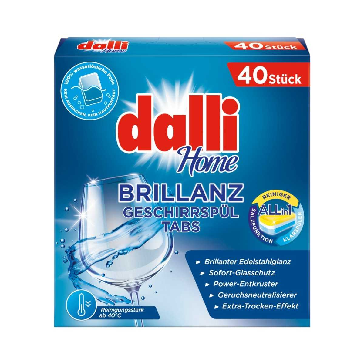 Таблетки для посудомоечных машин Dalli Brillanz, 40шт.