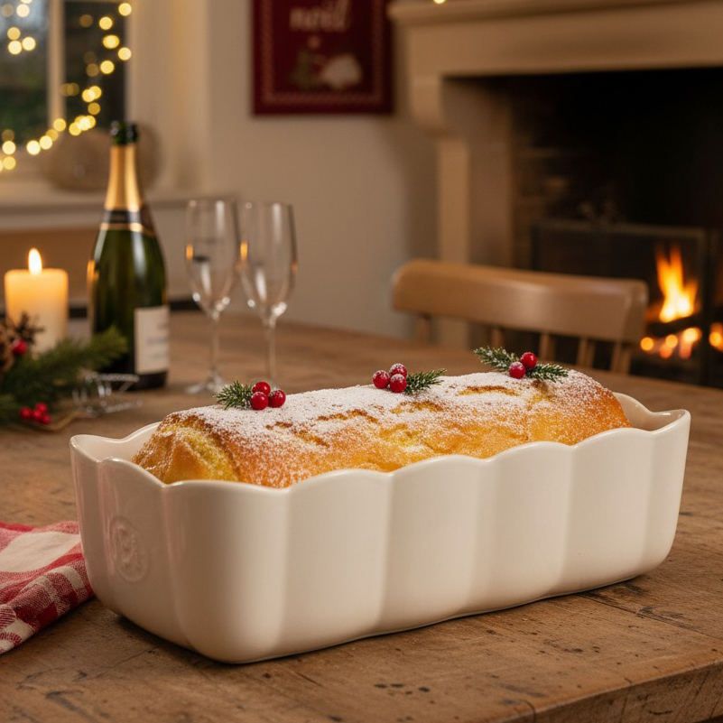 Форма для выпечки Emile Henry прямоугольная с волнистыми бортами 28,5х13 см, цвет крем