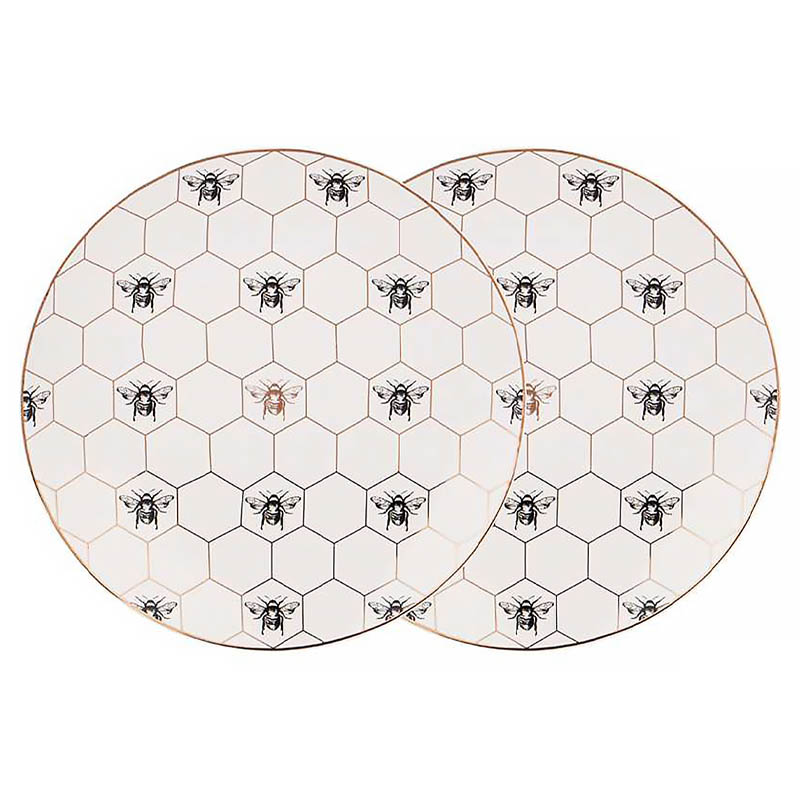 Набор тарелок обеденных Гарда Декор Harmony Пчелы, 2шт Garda Decor 133-358, цвет белый - фото 1