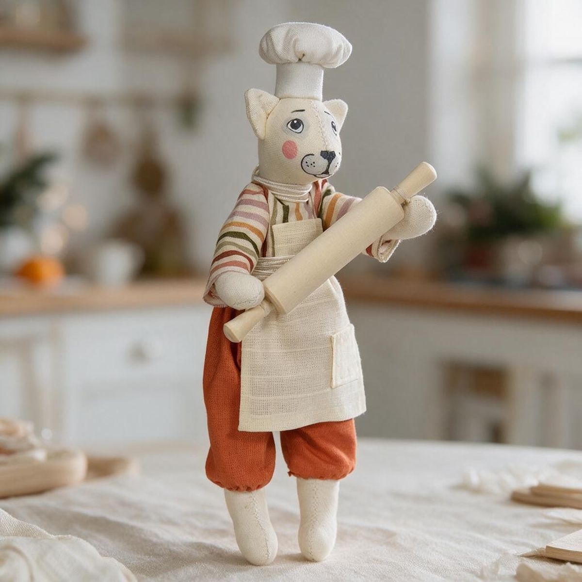 Елочная игрушка Кукольная мастерская на Ланском Кот повар со скалкой