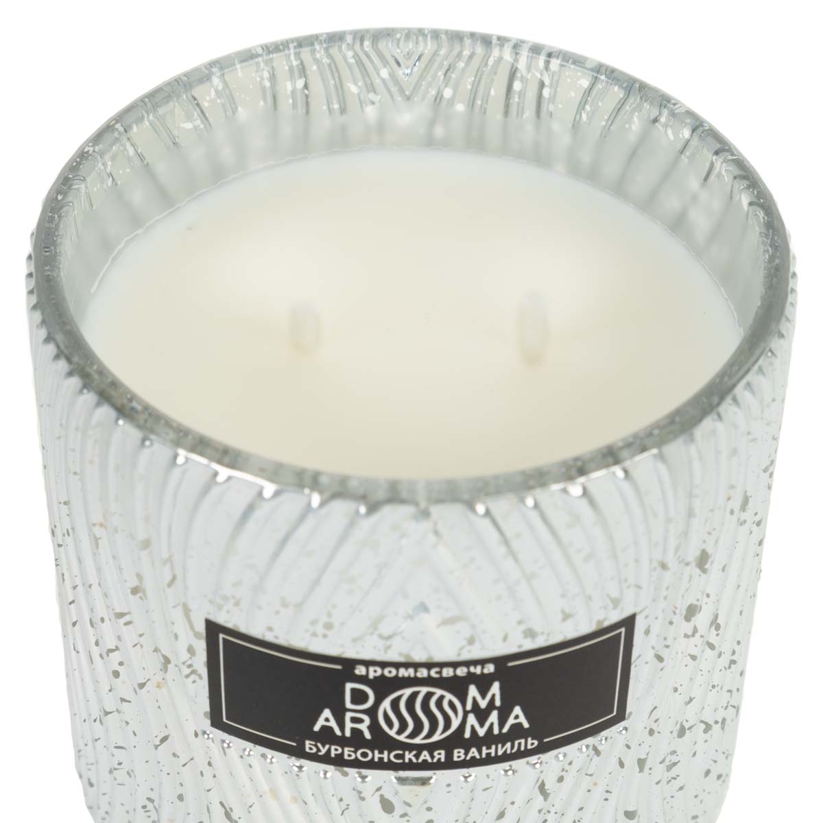 Свеча Dom Aroma Пламя Бурбонская ваниль в стеклянном подсвечнике с крышкой Dom Aroma 11015, цвет серебристый - фото 2