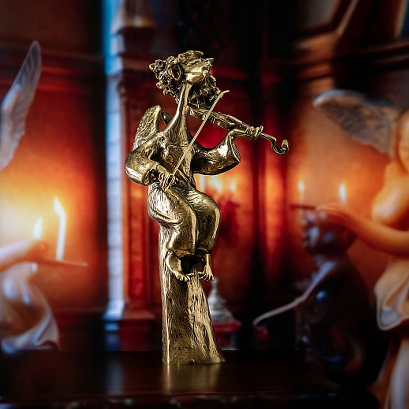 статуэтка ангел на шаре перламутр 11х5х5см Статуэтка Город Подарков Ангел со скрипкой в подарочной коробке