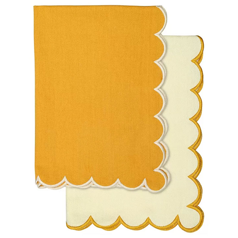 

Набор кухонных полотенец Tkano Trendy Ruffles с контрастным кантом горчичного цвета
