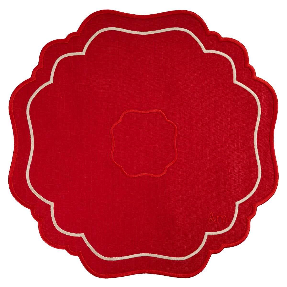 

Cалфетка подстановочная Amitile Сamelia, цвет красный вышивка бежевая