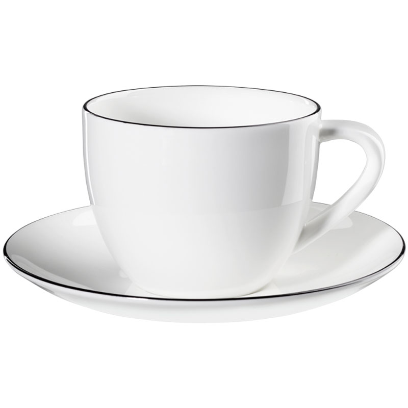 

Чашка для капучино с блюдцем Asa Selection A Table Ligne Noire, Белый