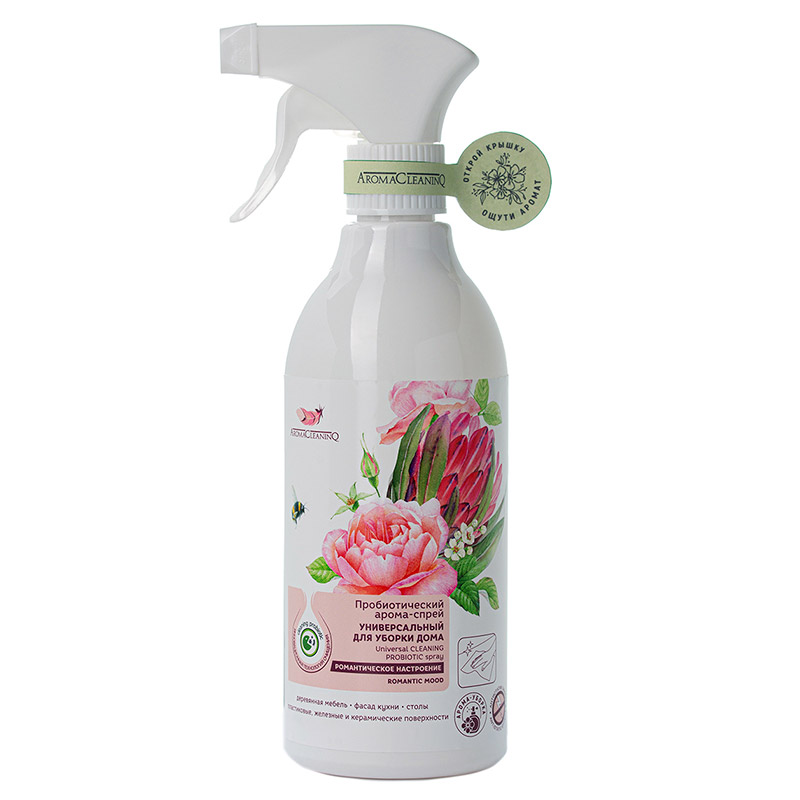 Спрей универсальный для уборки дома AromaCleaninQ Романтическое настроение с пробиотиками, 500мл