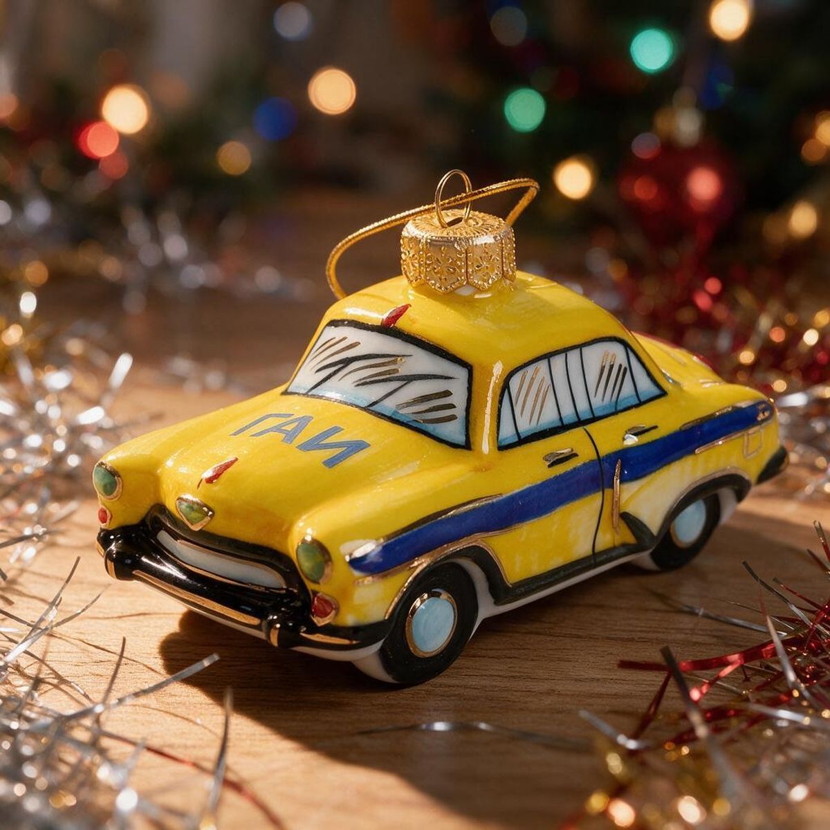 Елочная игрушка Лефортовский фарфор Автомобиль ГАИ