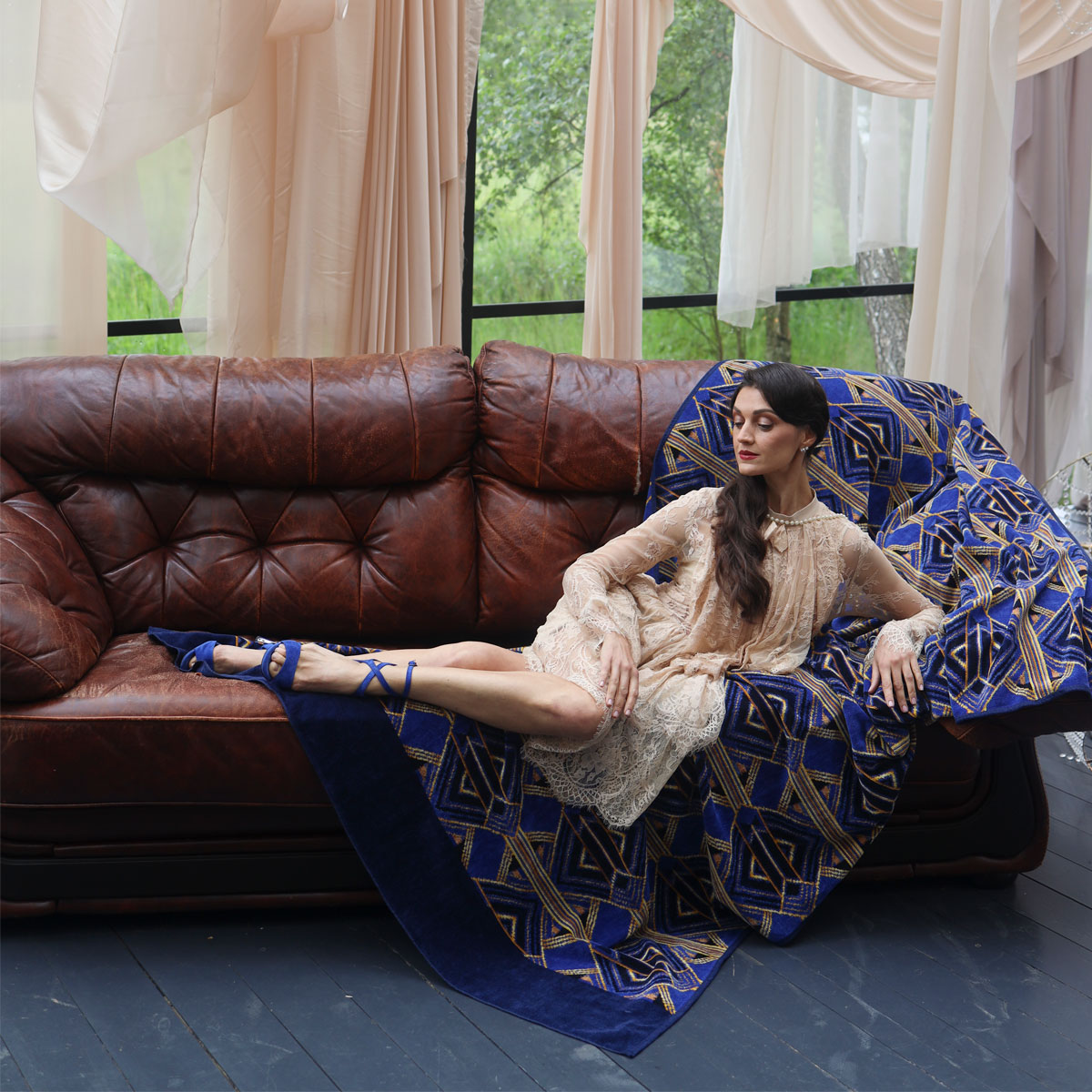 Плед Feiler Gatsby 150x230см синий 65000₽