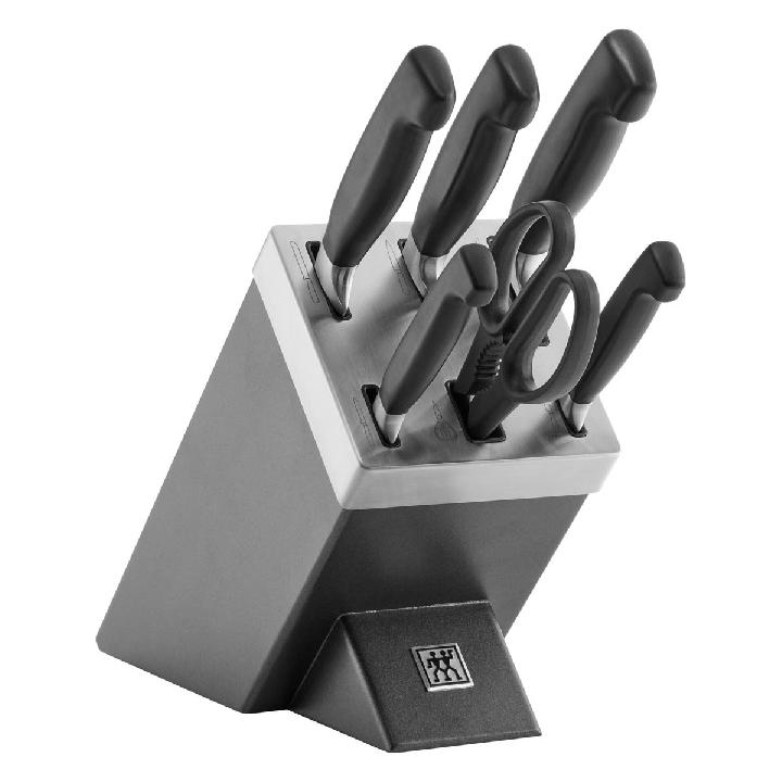 Набор кухонных ножей с заточкой Zwilling Four Star 7 предметов, антрацитовый