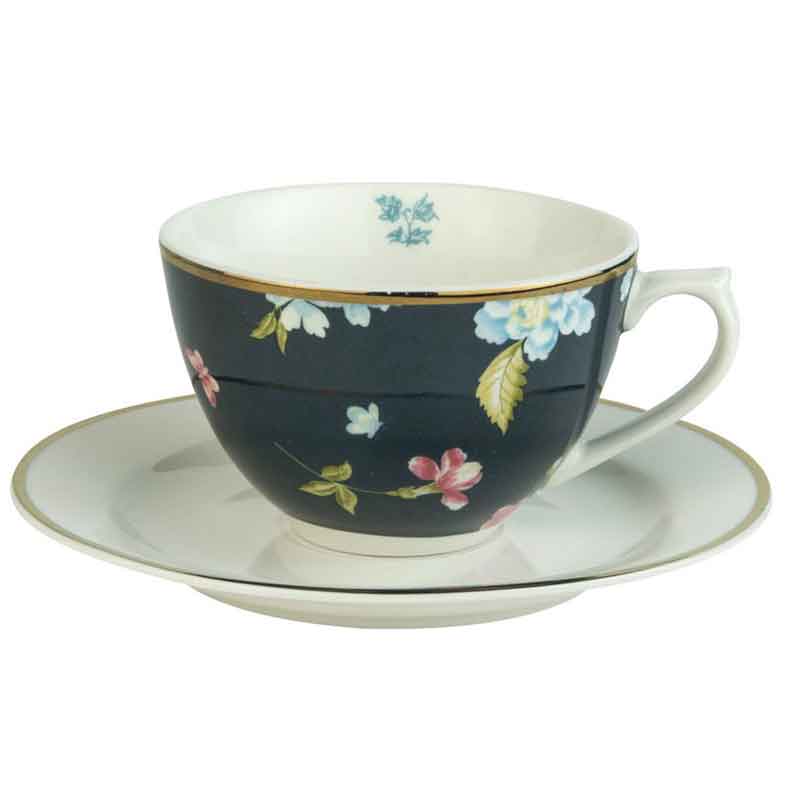 

Чашка с блюдцем Laura Ashley Heritage 260мл Midnight Uni, Черный;белый