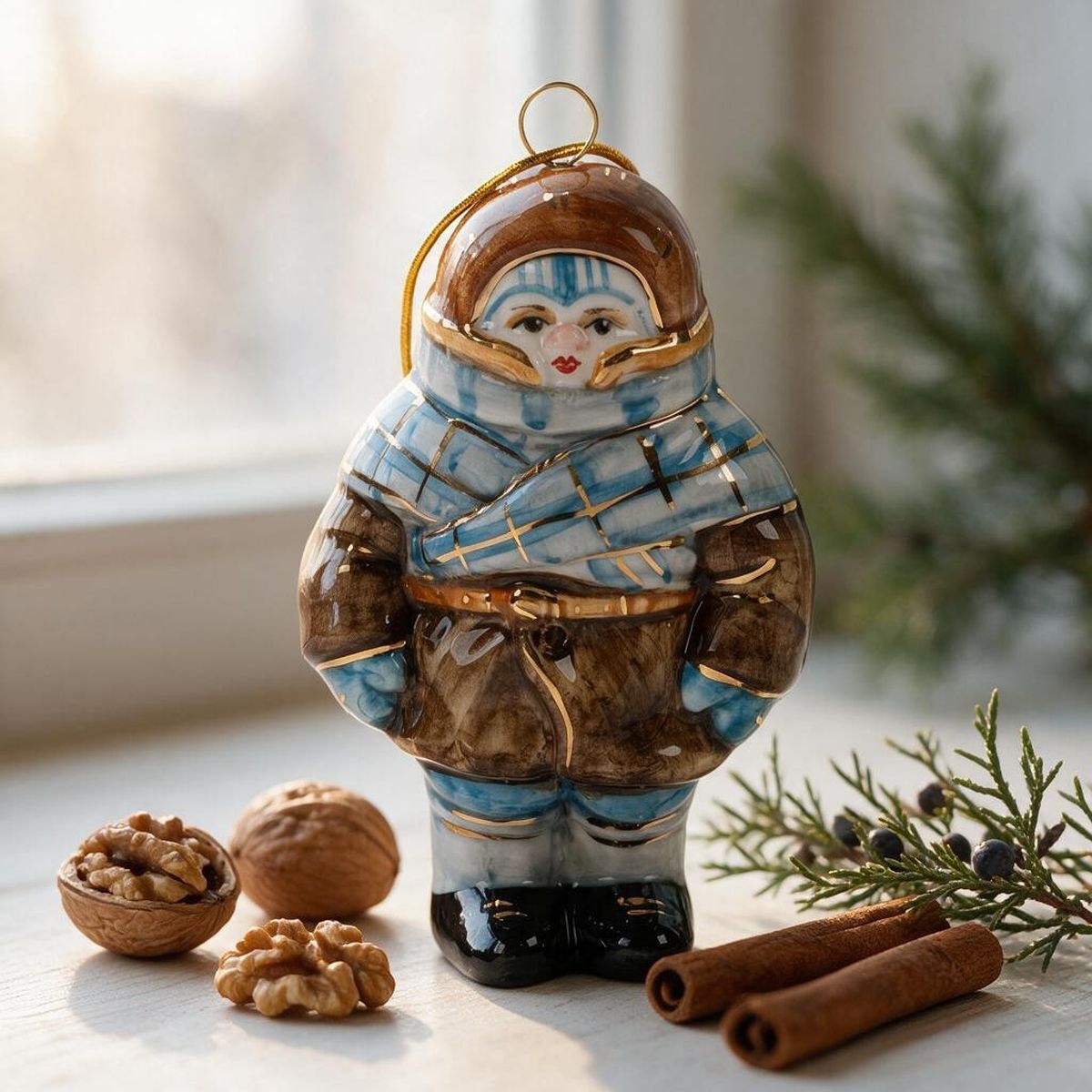 Елочная игрушка Лефортовский фарфор Ребенок в шубке