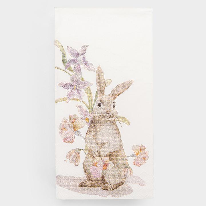 Салфетки бумажные Anna Lafarg Пасха Натуральная Кролик в цветах, 20шт