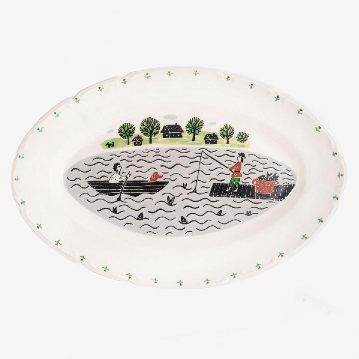 Блюдо овальное Дымов Керамика Огород Уткина Рыбалка