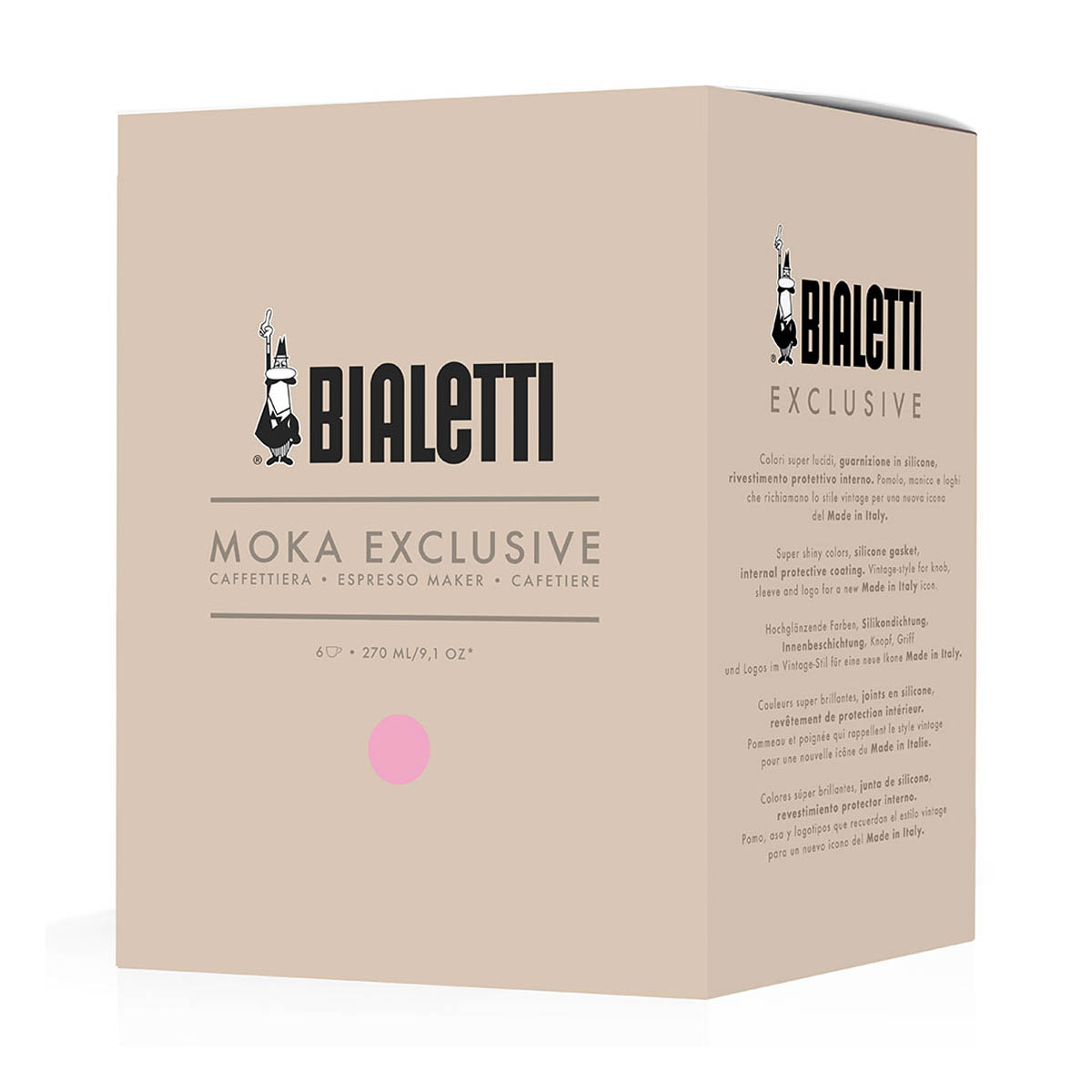 Кофеварка гейзерная Bialetti Exclusive на 6 порций, цвет розовый