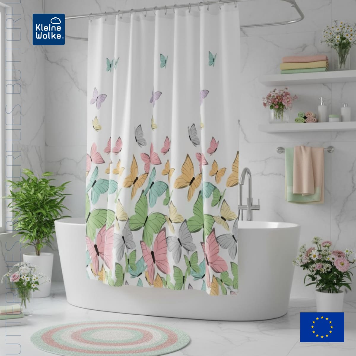 Штора для ванной комнаты Kleine Wolke Butterflies Multicolor 3500₽