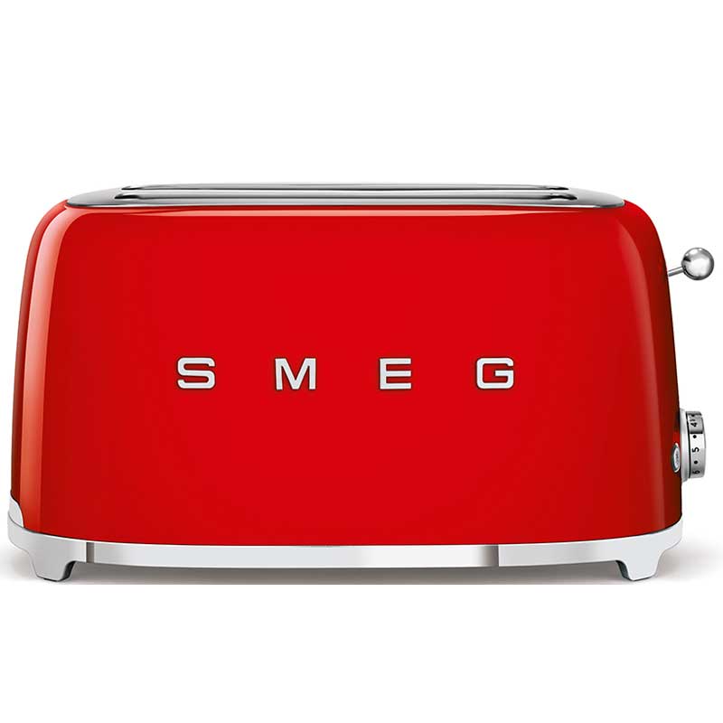 Тостер на 4 ломтика Smeg 50’s Style, красный тостер smeg tsf01rdeu