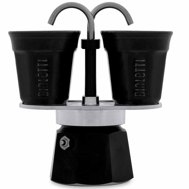 Набор Bialetti Bicchierini кофеварка мини экспресс на 2 порции и 2 чашки, цвет черный кофеварка smeg ecf01wheu