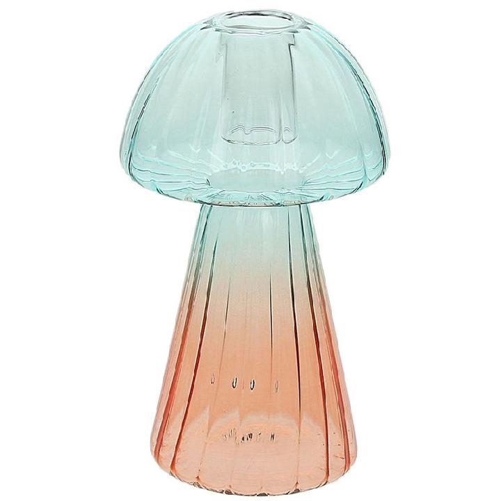 Подсвечник Andrea Fontebasso Glass Design Mushroom 15см, зеленый, оранжевый